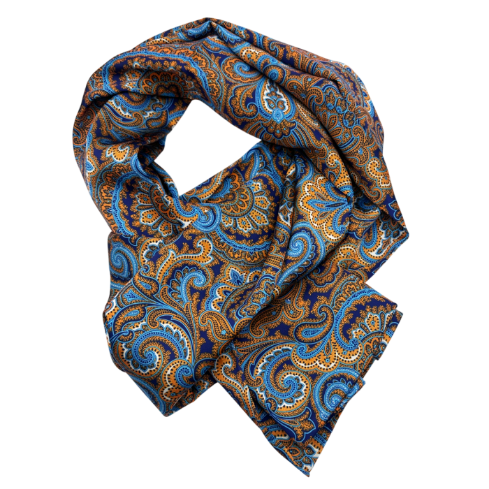 Esarfa matase - pentru barbati - MATTEO, Bleu-ciel, 30x160cm [2]