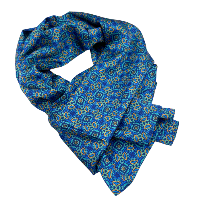 Esarfa matase - pentru barbati - RICARDO, Albastru, 30x160cm [2]