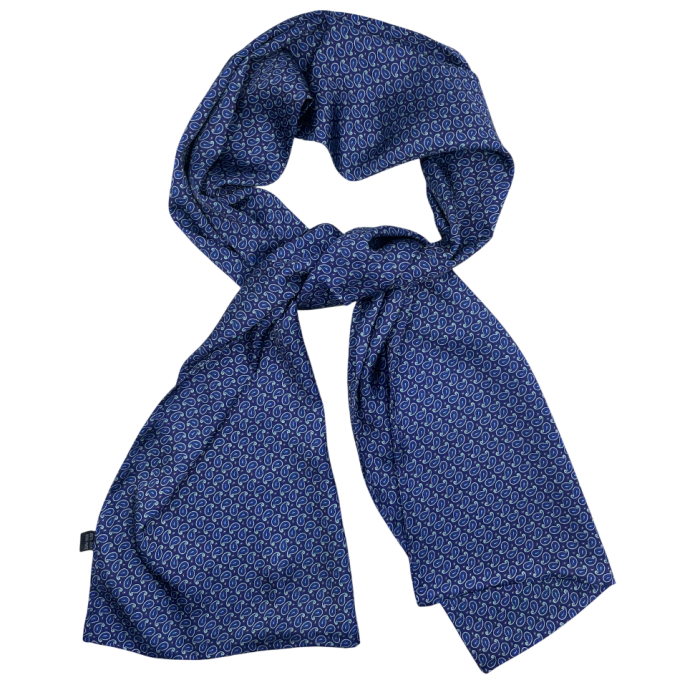 Eșarfă din mătase pentru bărbați bleumarin cu model paisley – accesoriu elegant [3]