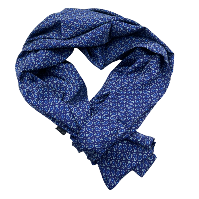 Eșarfă din mătase pentru bărbați bleumarin cu model paisley – accesoriu elegant [2]