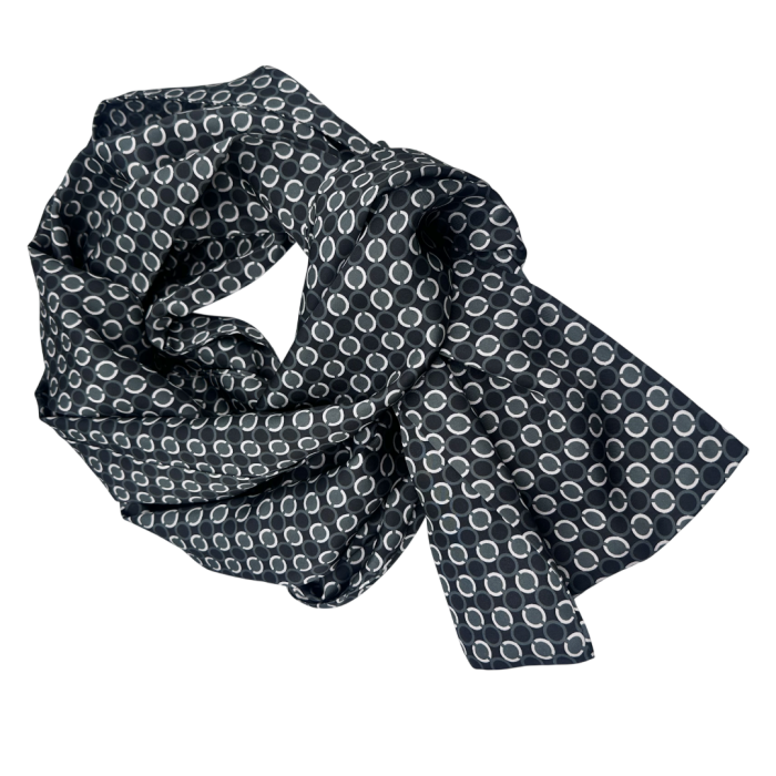 Eșarfă din mătase pentru bărbați neagra cu model geometric – accesoriu elegant [2]