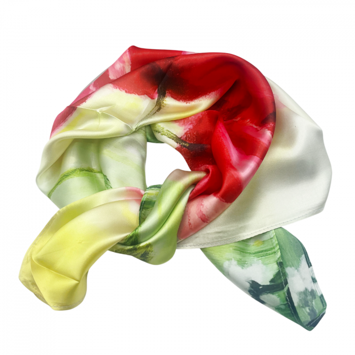 Esarfa matase POPPY, Verde, 70x70cm [2]