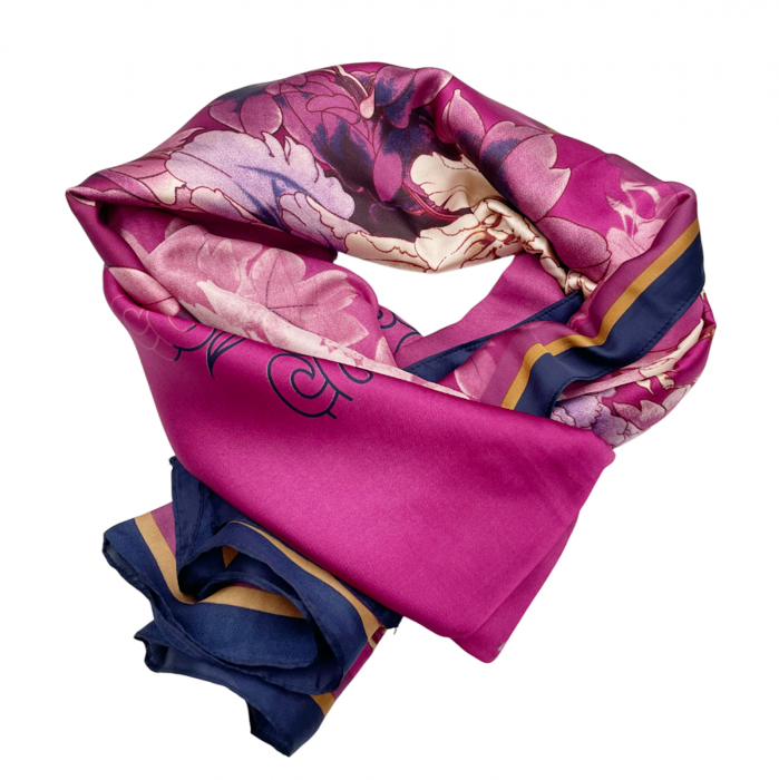 Esarfa matase RAQUEL, Mov magenta, 90x170cm [2]