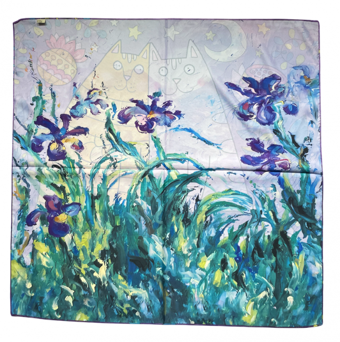 Esarfa matase IRIS & KITTY cu 2 fete, 70x70cm [4]
