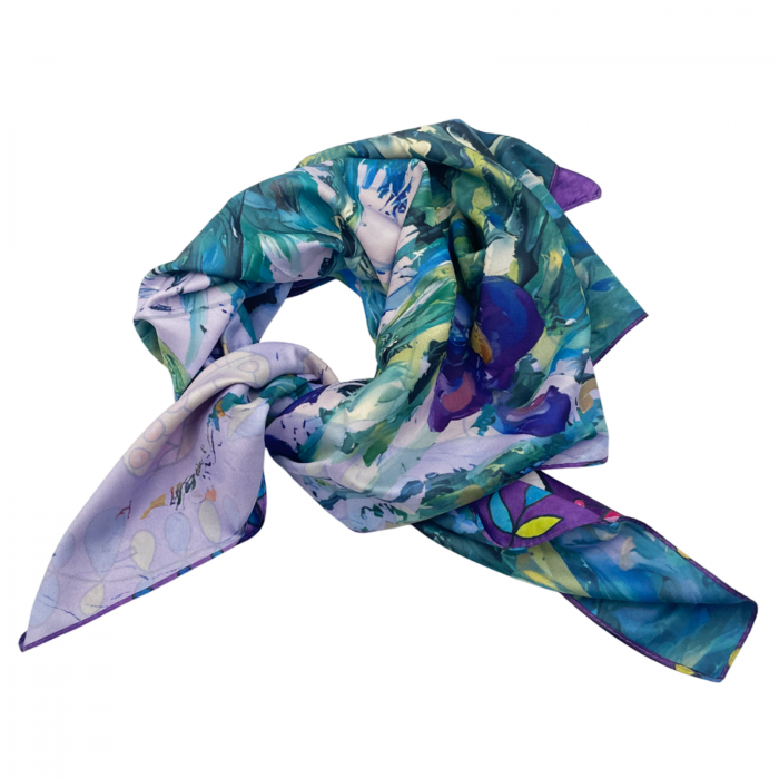 Esarfa matase IRIS & KITTY cu 2 fete, 70x70cm [1]