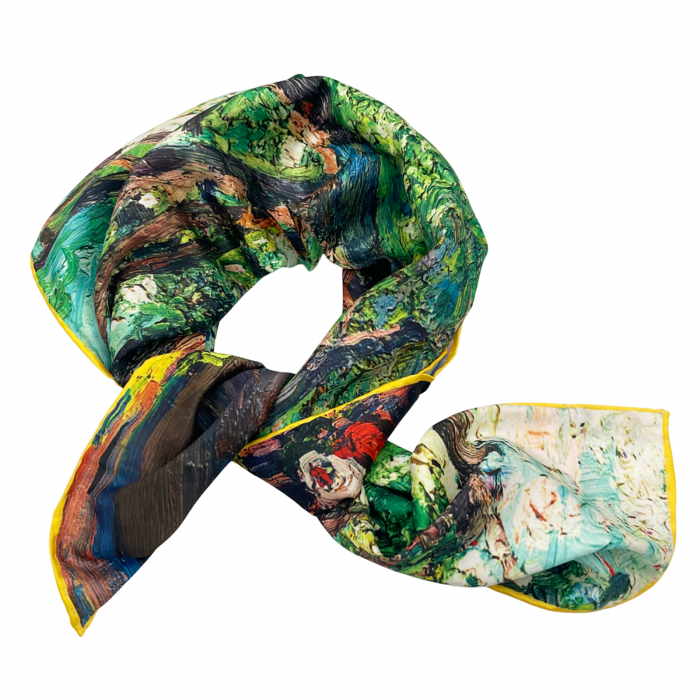 Esarfa matase TREES, Verde, 85x85cm [2]