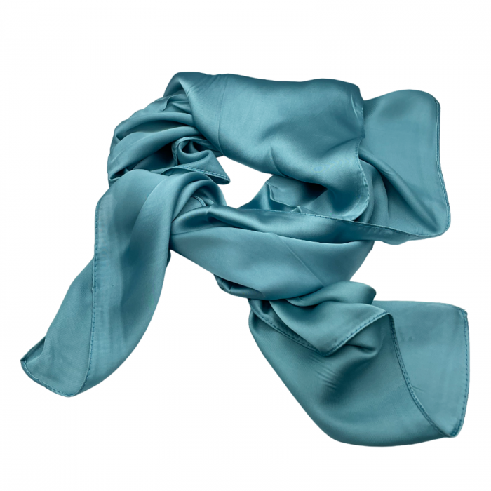 Esarfa matase AMELIE, Bleu turcoaz, 70x70cm [2]