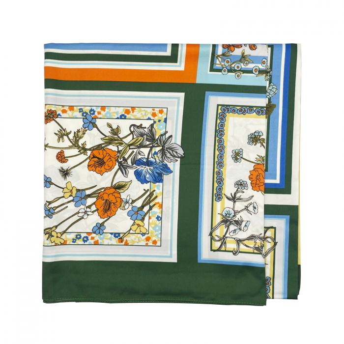 Esarfa matase FLORES, Verde, 87x180cm [3]