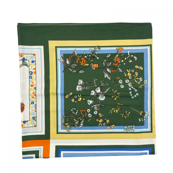 Esarfa matase FLORES, Verde, 87x180cm [4]
