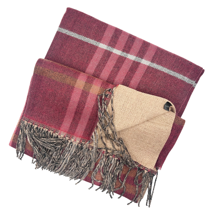 Esarfa reversibila in carouri CAMBRIDGE - Bordo/ Bej - 70x190 cm [2]