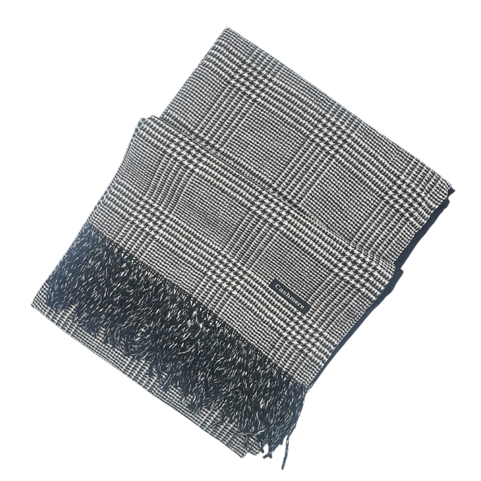 Esarfa reversibila in carouri LONDON CHECK - Alb/ Negru, 70x190 cm [5]