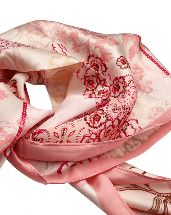 Esarfa satin Alice, Roz, 70x70cm [2]