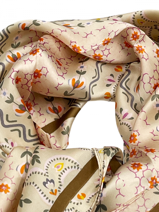 Esarfa satin TULIPE, Bej, 70x70cm [2]