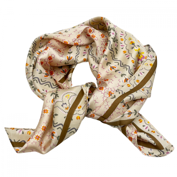 Esarfa satin TULIPE, Bej, 70x70cm [1]