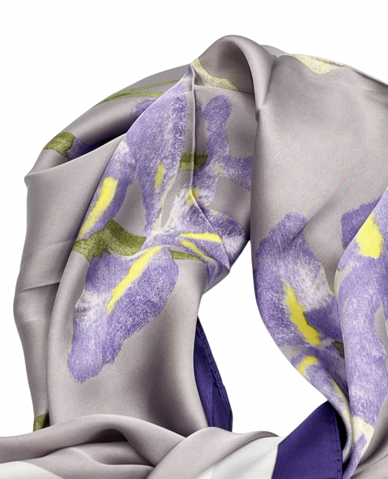 Esarfa satin IRIS, Mov, 70x70cm [2]