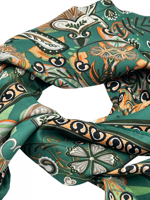 Esarfa satin LIZZY, Verde, 70x70cm [2]