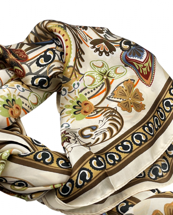 Esarfa satin LIZZY, Bej, 70x70cm [2]