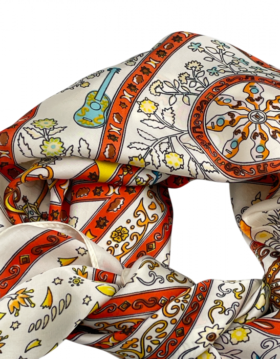 Esarfa satin DANIELLE, Portocaliu, 70x70cm [2]