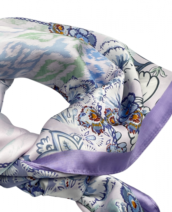 Esarfa satin Alice, Lila, 70x70cm [2]