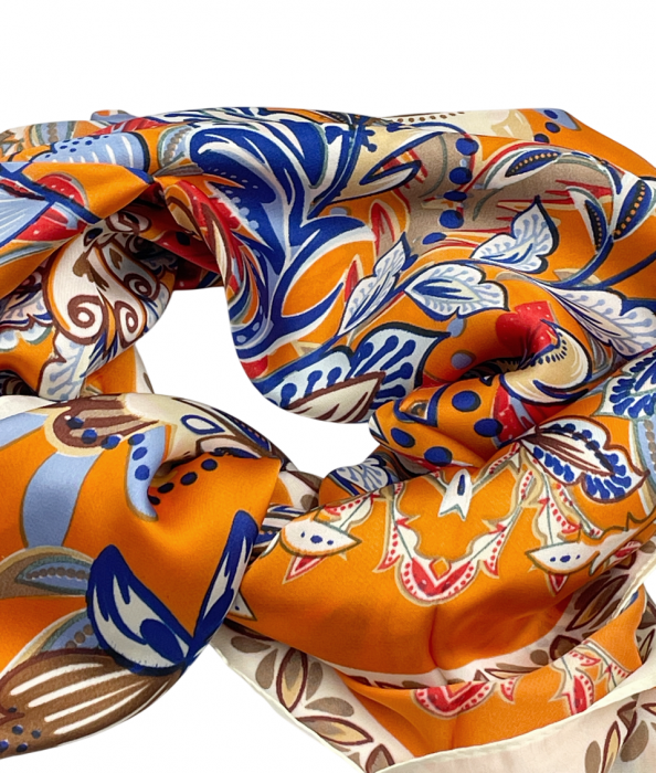 Esarfa satin LIZZY, Portocaliu, 70x70cm [2]