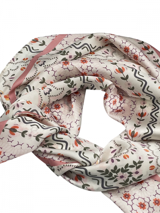 Esarfa satin TULIPE, Roz, 70x70cm [2]
