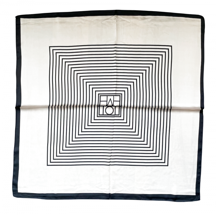 Esarfa satin WANDA, Alb/ Negru, 70x70cm [2]