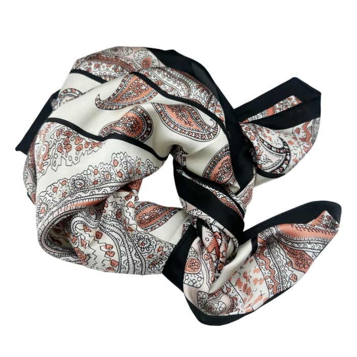 Esarfa satin WANDA, Negru, 70x70cm [1]