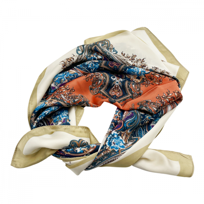 Esarfa satin WENDY, Portocaliu, 70x70cm [4]