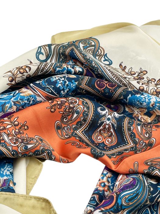 Esarfa satin WENDY, Portocaliu, 70x70cm [2]