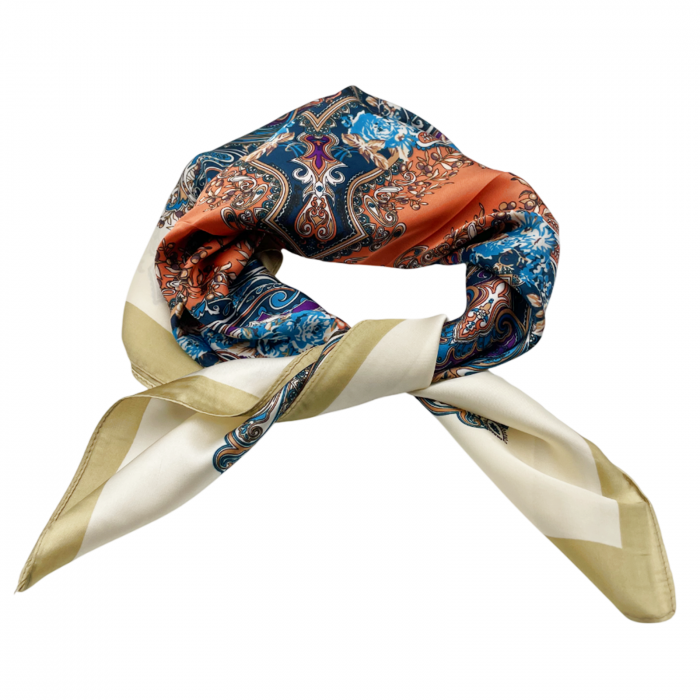 Esarfa satin WENDY, Portocaliu, 70x70cm [3]