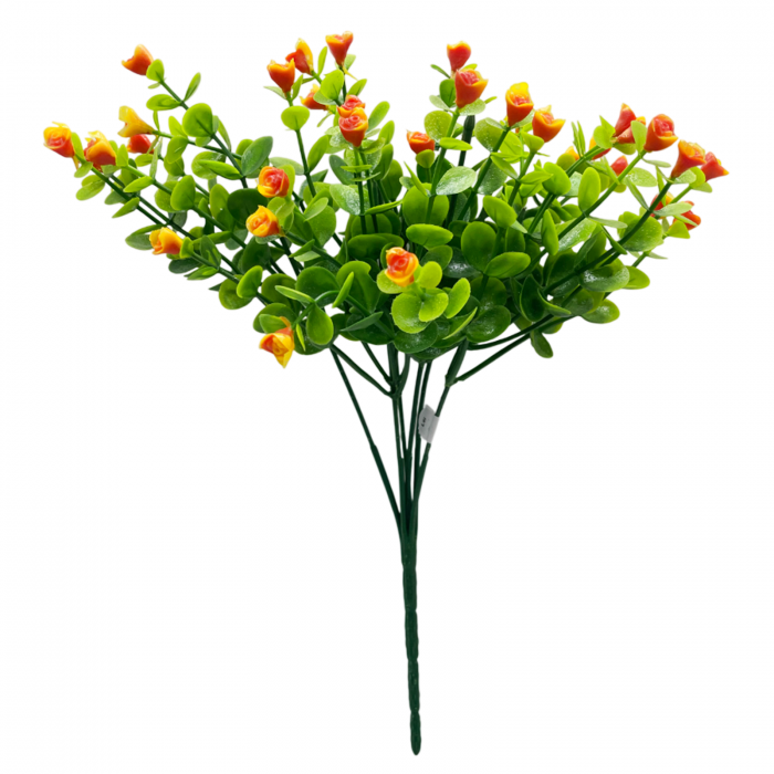 Verdeata artificiala Eucalipt cu bobite DELILAH, Portocaliu, 30cm [3]