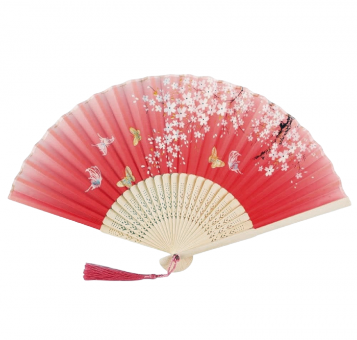 Evantai pliabil din bambus KYOTO, Rosu purpuriu [3]