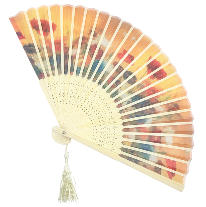 Evantai din Bambus si Textil cu maci SUNSET POPPIES [2]
