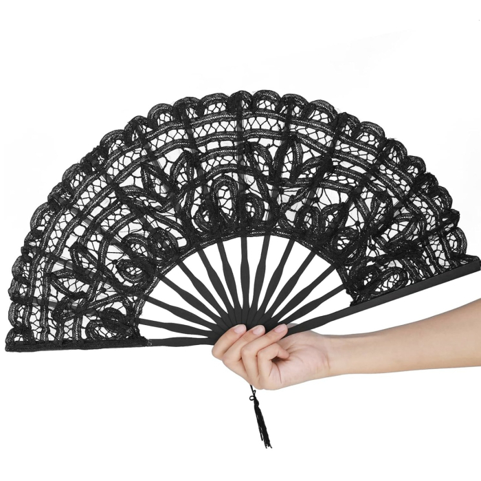 Evantai Elegant Negru RETRO ROMANCE din Dantela [3]