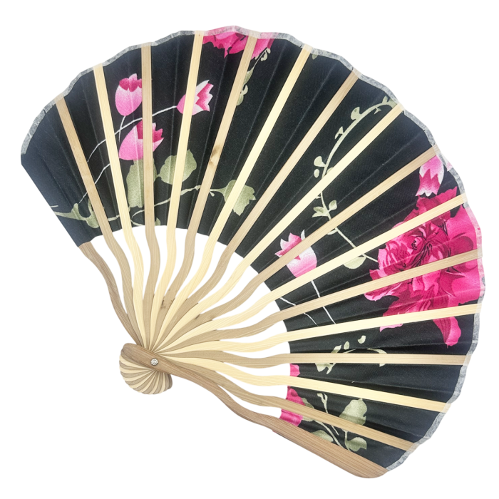 Evantai negru BLOOM cu Flori Fucsia [2]