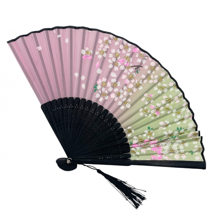 Evantai pliabil din bambus CHIBA, Negru/ Roz [3]