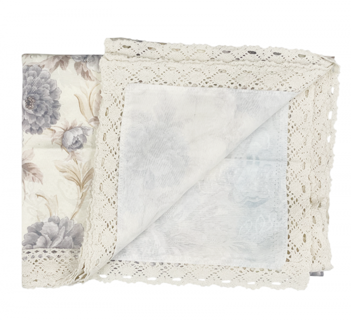 Fata de masa rotunda vintage JASMINE eleganta, cu flori si dantela [3]