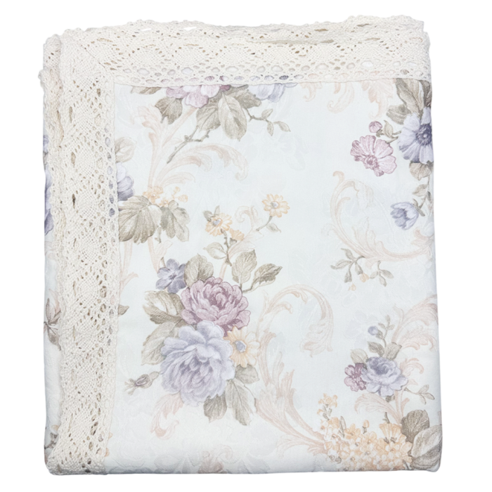 Fata de masa vintage eleganta FRANCINE, cu flori si dantela [3]