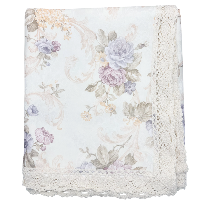 Fata de masa vintage eleganta FRANCINE, cu flori si dantela [1]