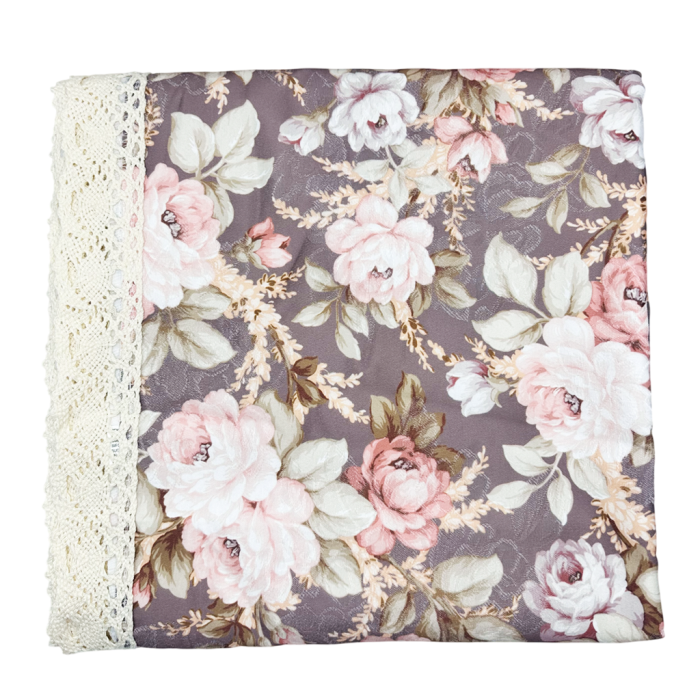 Fata de masa vintage eleganta ROSE, cu flori si dantela [2]