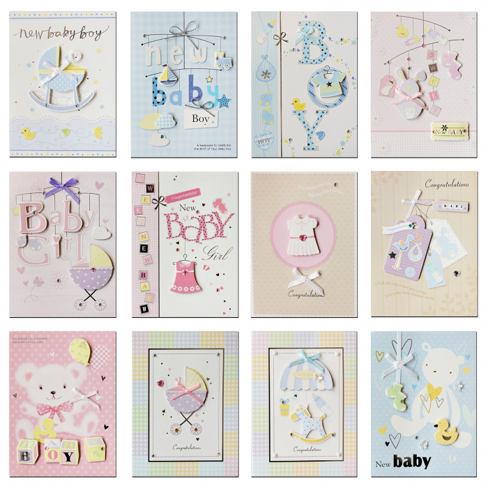 Felicitare cu plic NEW BABY GIRL pentru botez, 10x14cm [2]