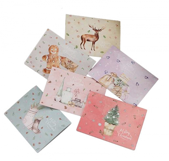 Felicitare Craciun Pastel Xmas 8.5x11.5cm, Set 6 bucati [2]