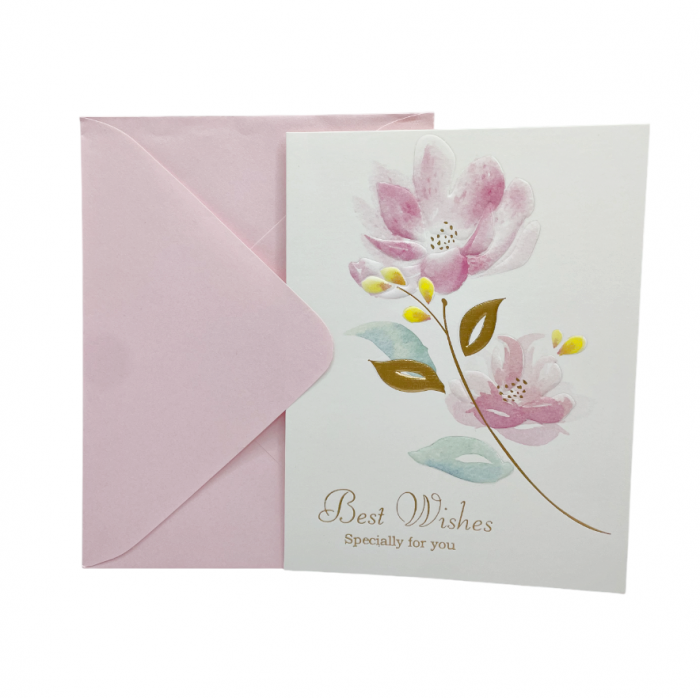 Felicitare cu plic roz BEST WISHES [2]