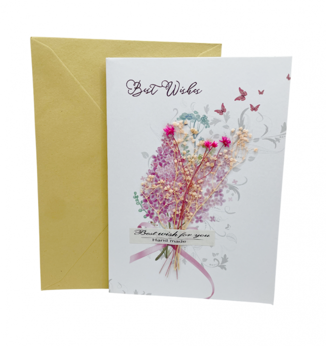 Felicitare cu flori uscate BEST WISHES [3]