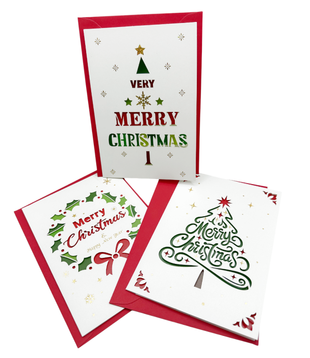 Felicitare de Crăciun cu plic rosu si text MERRY CHRISTMAS [2]