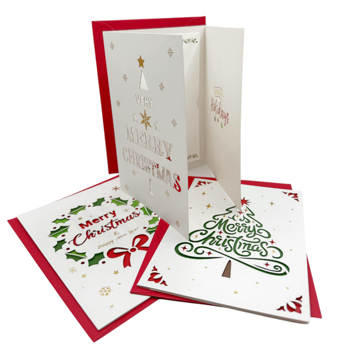 Felicitare de Crăciun cu plic rosu si text MERRY CHRISTMAS [3]