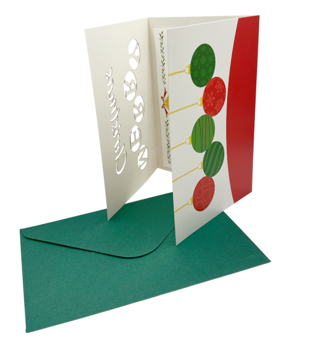 Felicitare de Crăciun cu plic verde si text MERRY CHRISTMAS [2]