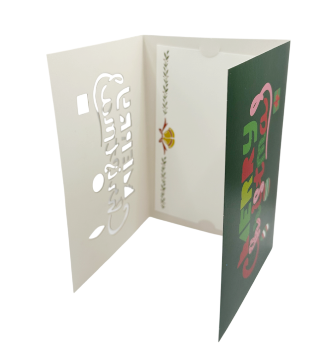 Felicitare de Crăciun cu plic verde si text MERRY CHRISTMAS [4]