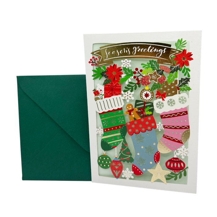 Felicitare SEASON'S GREETINGS cu sosete de Craciun [1]