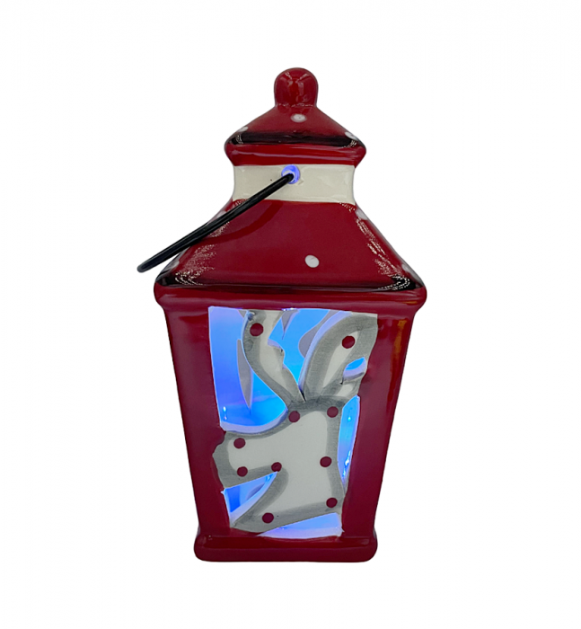 Felinar Craciun cu lumina LED VIXEN, Rosu, 15cm [3]